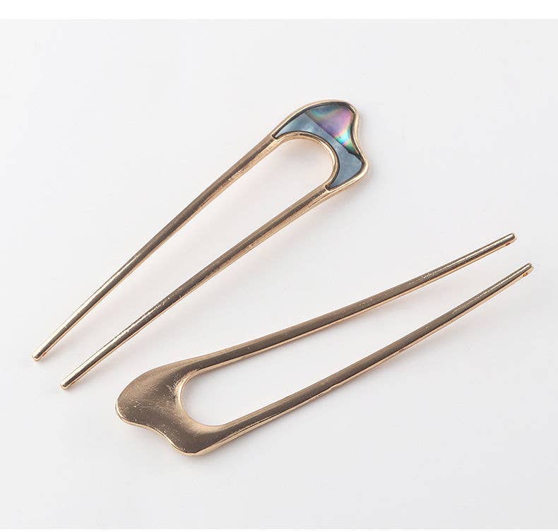 Shell U - Shaped Hairpin - Spiral Circle