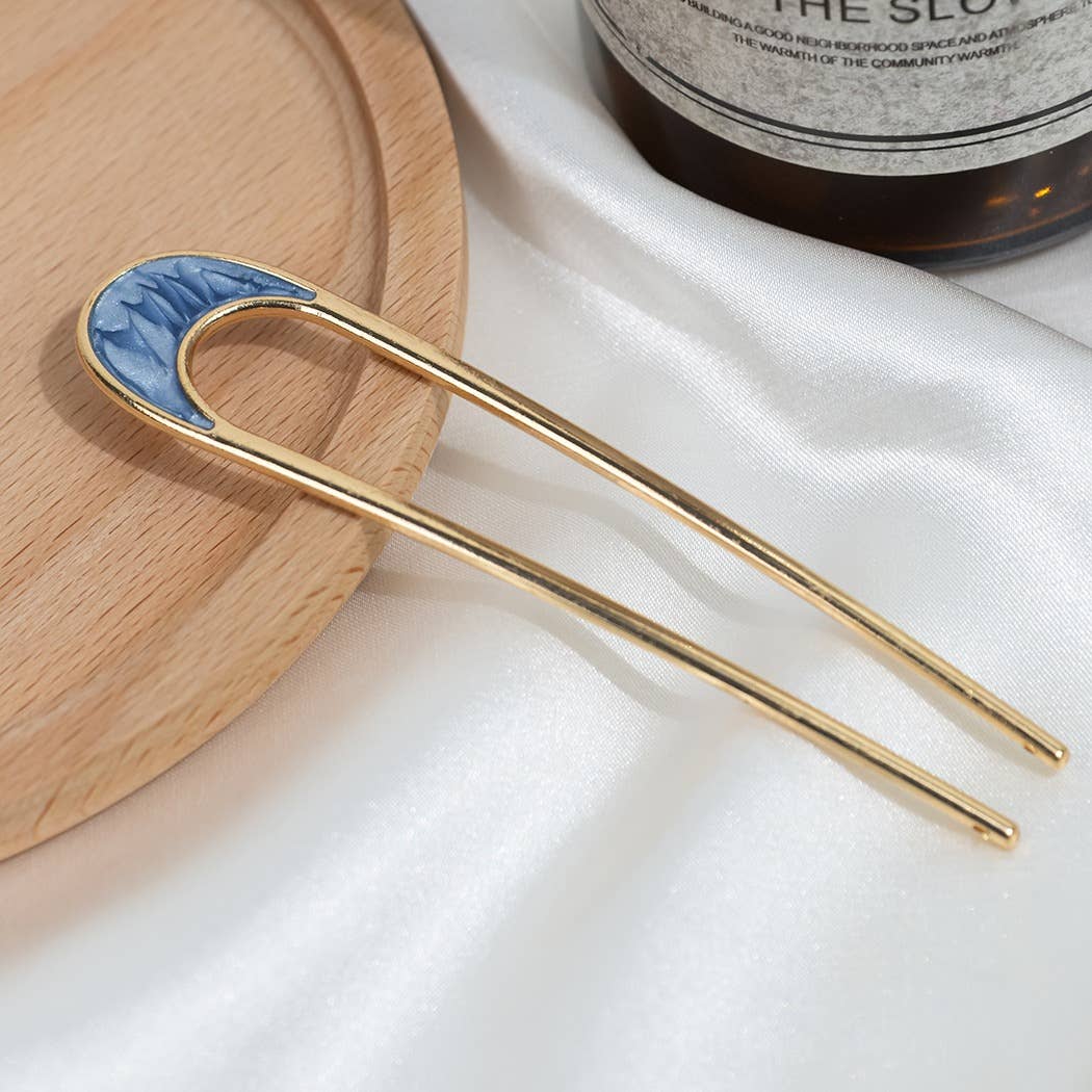 Shell U - Shaped Hairpin - Spiral Circle