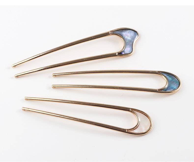 Shell U - Shaped Hairpin - Spiral Circle