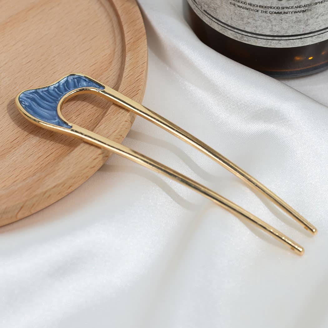 Shell U - Shaped Hairpin - Spiral Circle