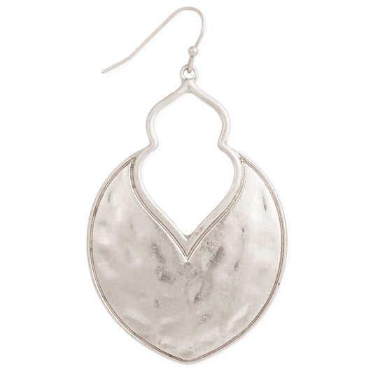 Silver Arabesque Hammered Earring - Spiral Circle