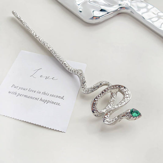 Silver Snake Hairpin - Spiral Circle