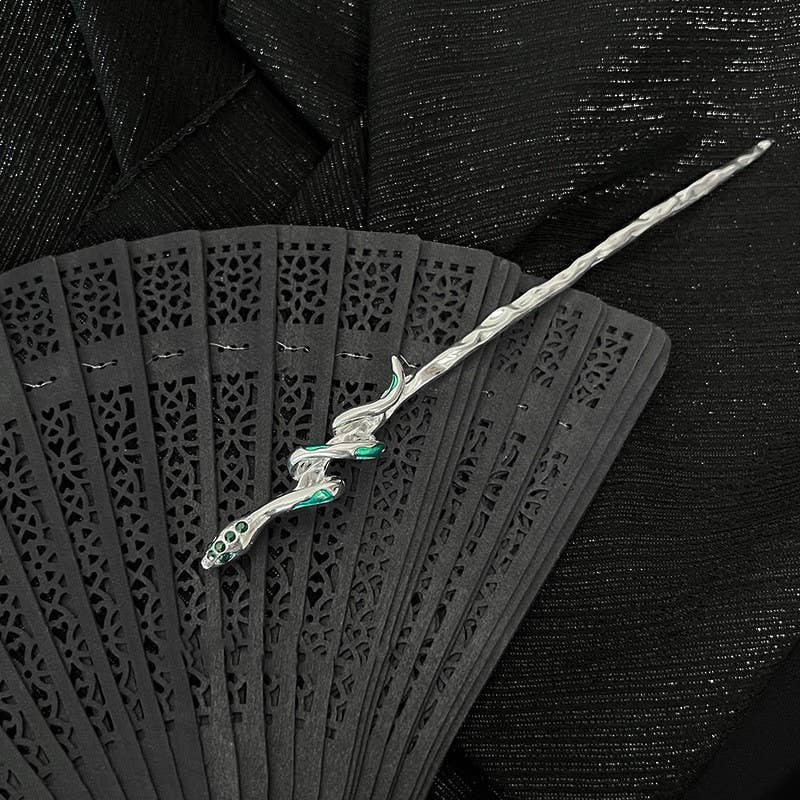 Silver Snake Hairpin - Spiral Circle