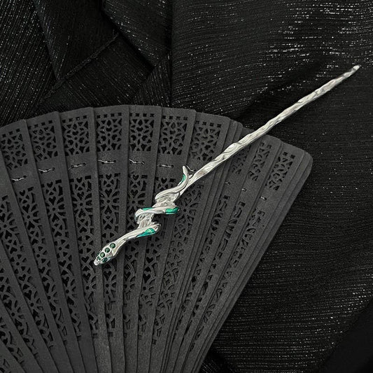 Silver Snake Hairpin - Spiral Circle