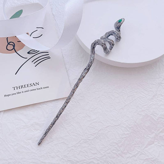 Silver Snake Hairpin - Spiral Circle
