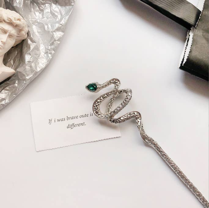 Silver Snake Hairpin - Spiral Circle