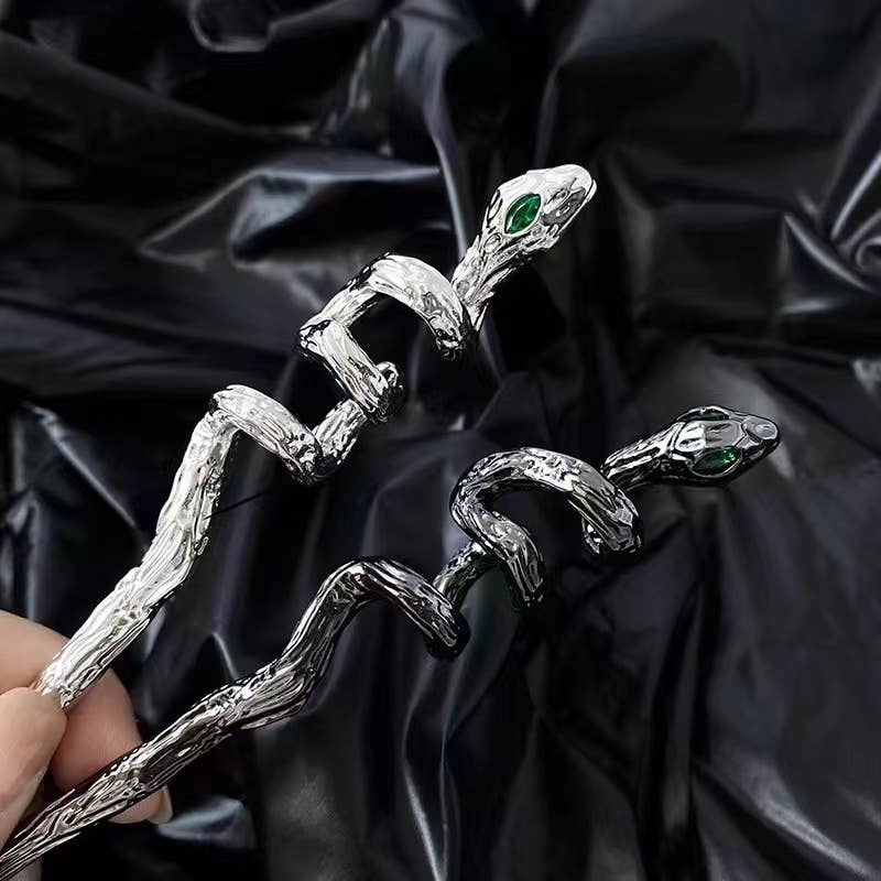 Silver Snake Hairpin - Spiral Circle