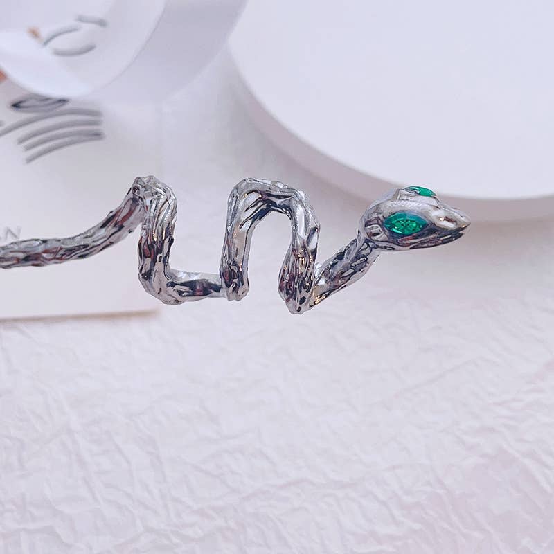 Silver Snake Hairpin - Spiral Circle
