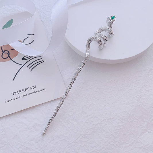 Silver Snake Hairpin - Spiral Circle
