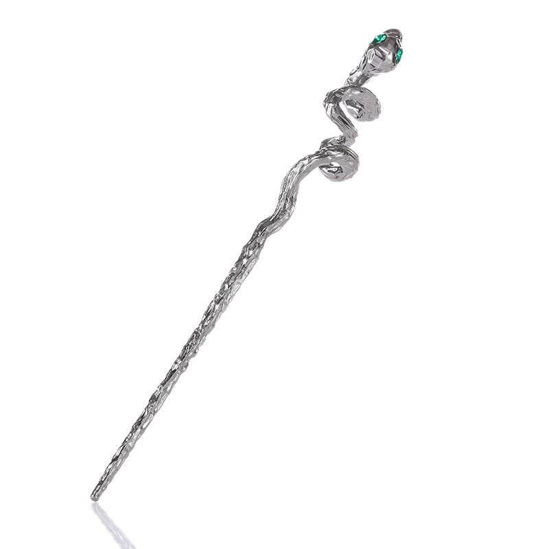 Silver Snake Hairpin - Spiral Circle