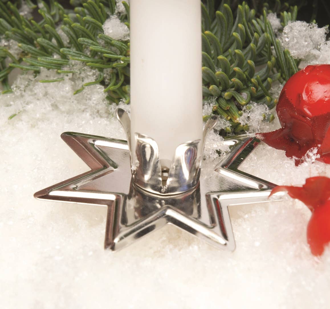 Silver Star Mini Spell Candle Holder - Spiral Circle