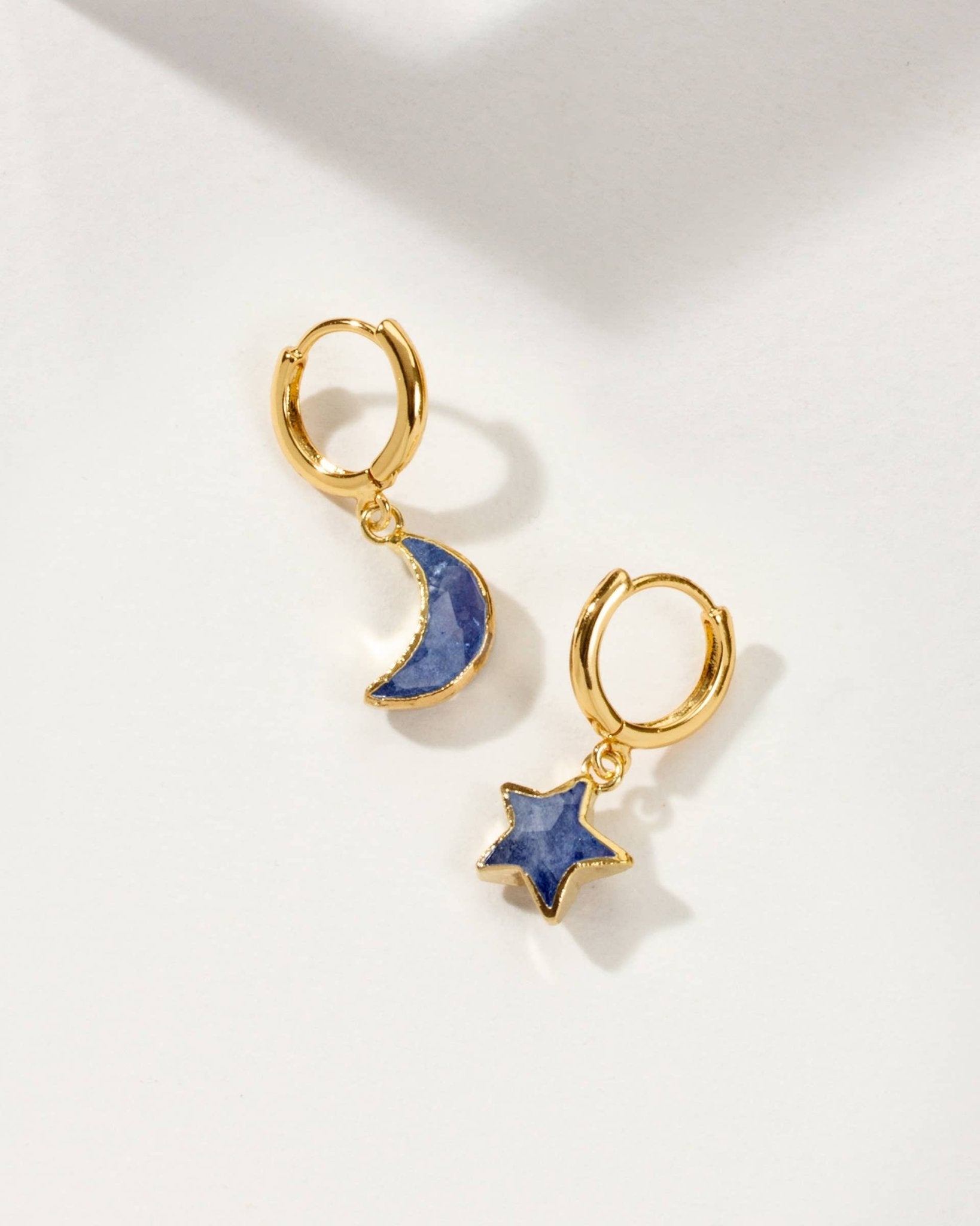 Sky Gazing Mismatched Hoop Earrings - Sapphire - Spiral Circle