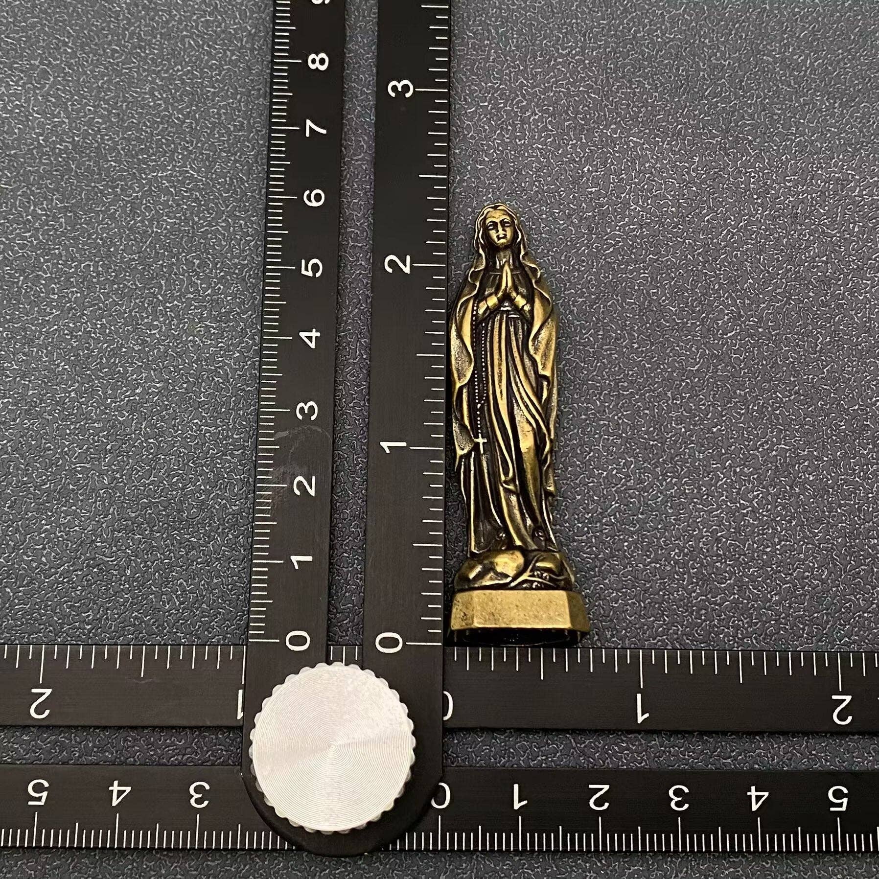 Small Brass Virgin Mary Statue Desktop Ornaments Decoration - Spiral Circle