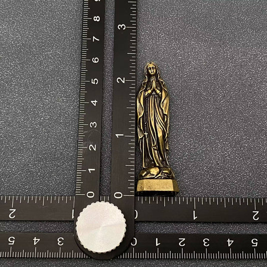 Small Brass Virgin Mary Statue Desktop Ornaments Decoration - Spiral Circle