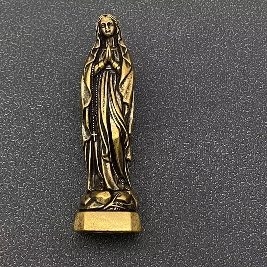 Small Brass Virgin Mary Statue Desktop Ornaments Decoration - Spiral Circle