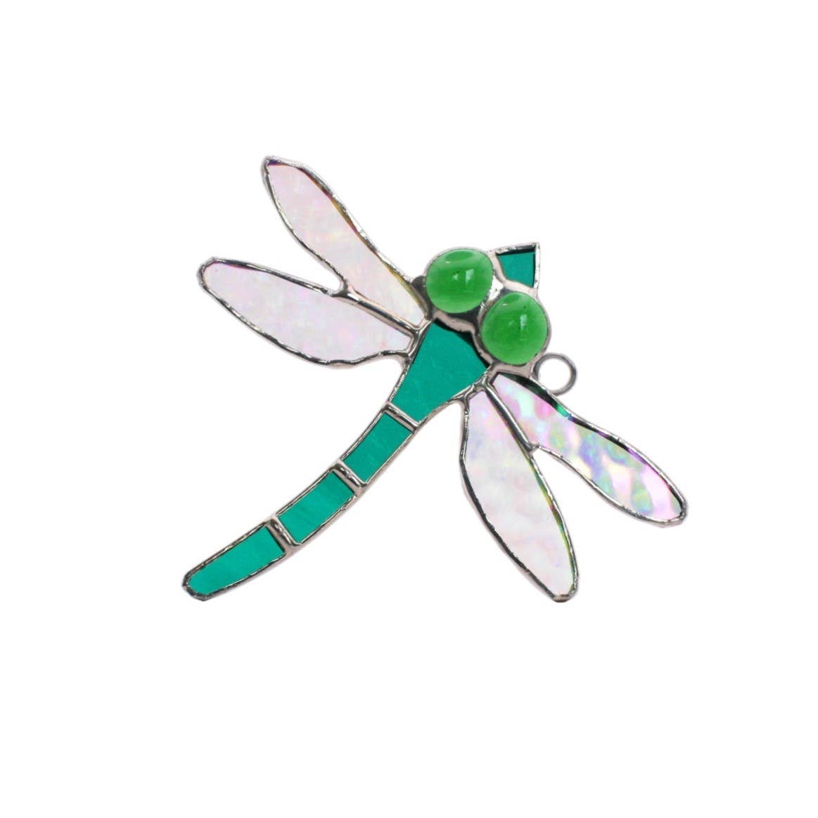 Small Dragonfly Stained Glass | 4" x 4" - Spiral Circle