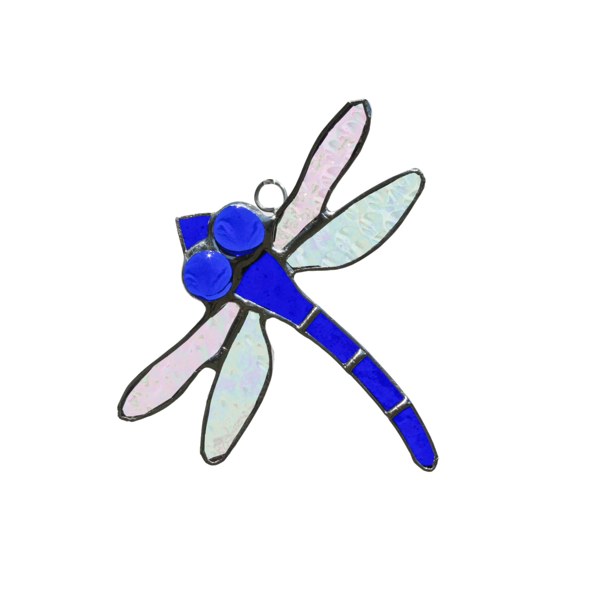 Small Dragonfly Stained Glass | 4" x 4" - Spiral Circle