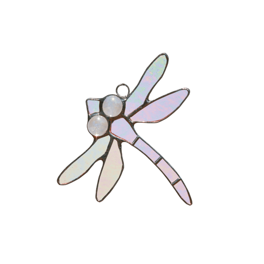 Small Dragonfly Stained Glass | 4" x 4" - Spiral Circle