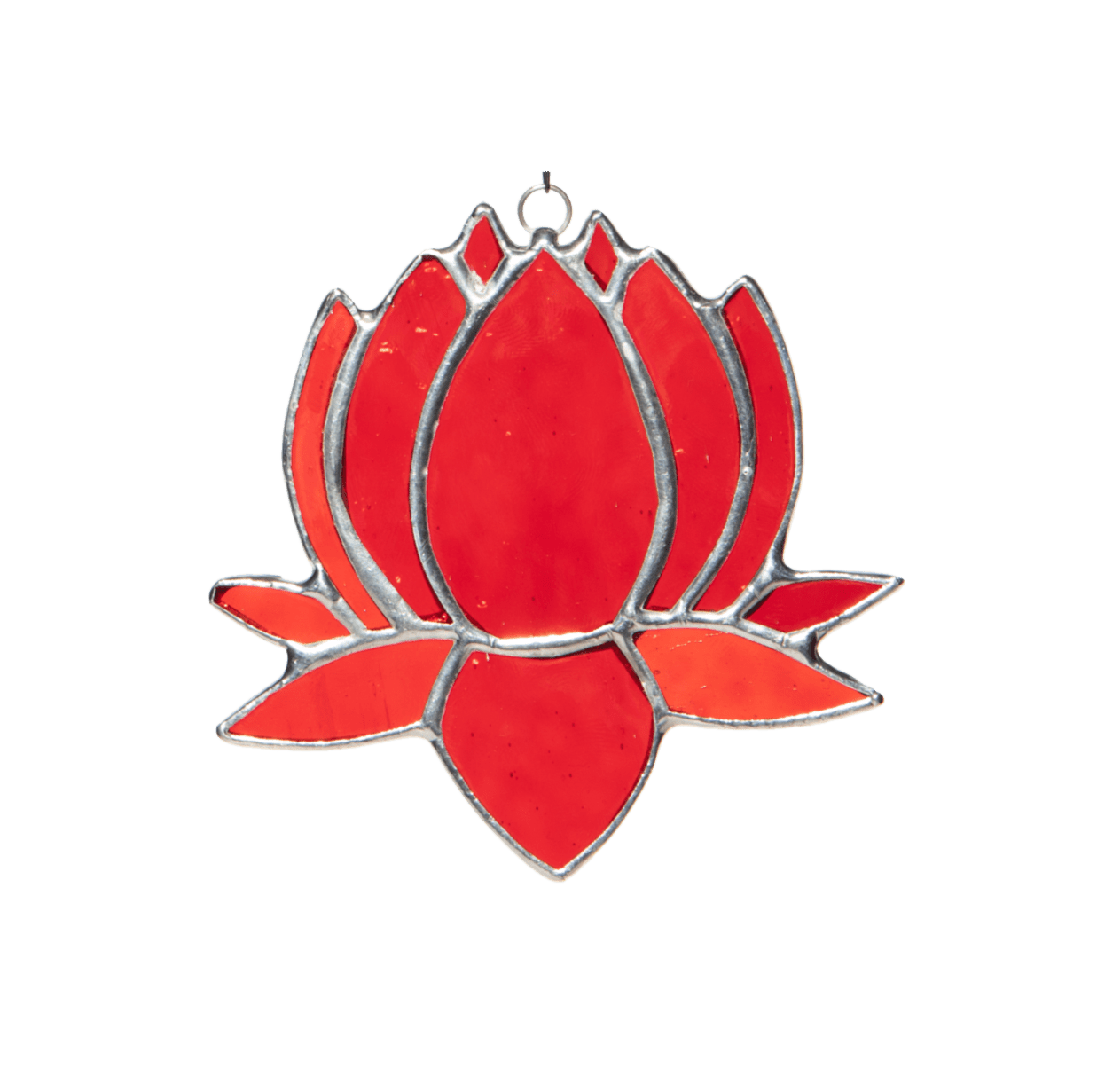 Small Lotus Stained Glass Suncatcher | 3" x 4" - Spiral Circle