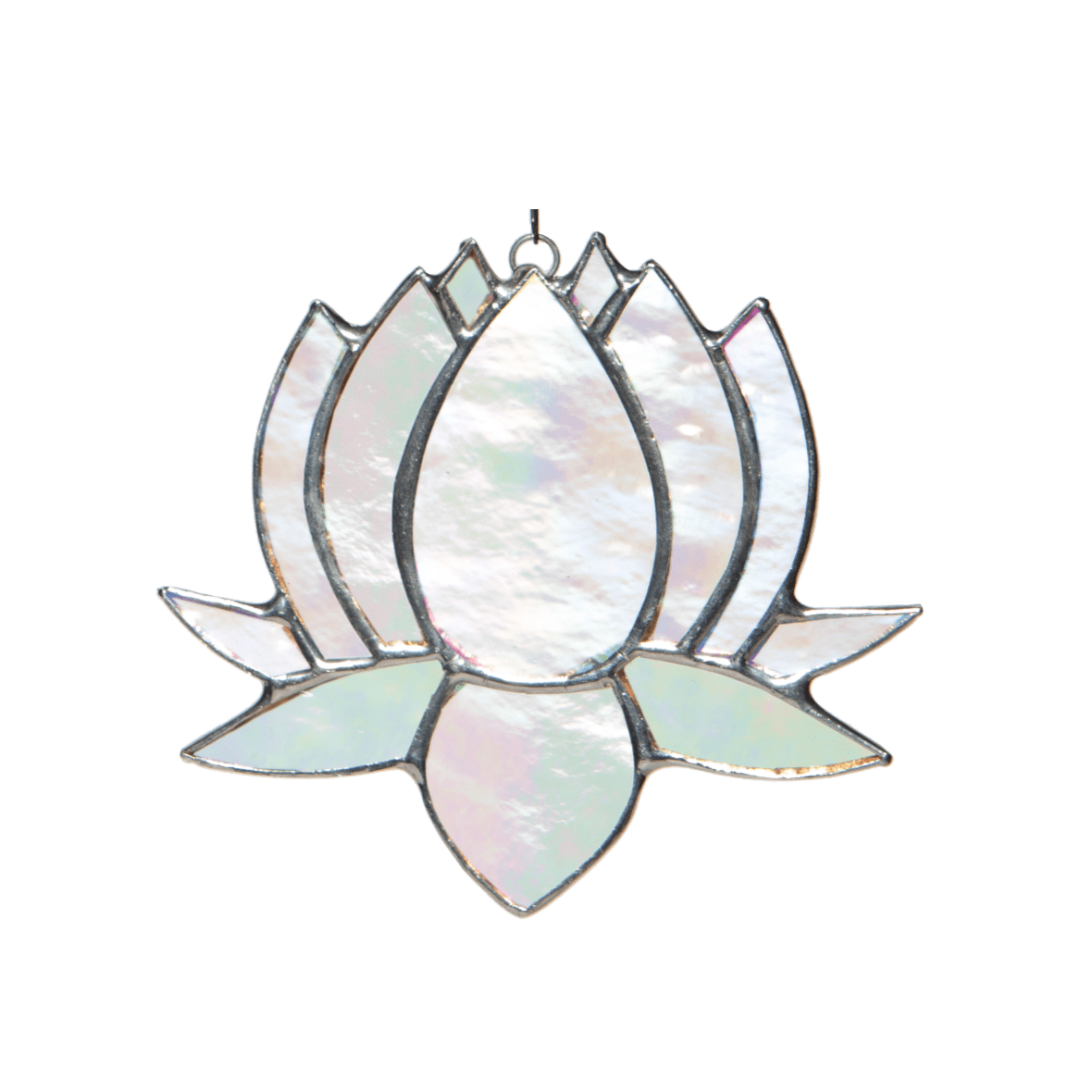Small Lotus Stained Glass Suncatcher | 3" x 4" - Spiral Circle