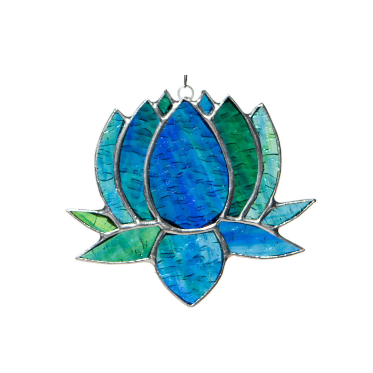 Small Lotus Stained Glass Suncatcher | 3" x 4" - Spiral Circle