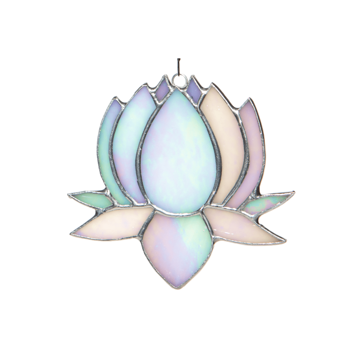 Small Lotus Stained Glass Suncatcher | 3" x 4" - Spiral Circle