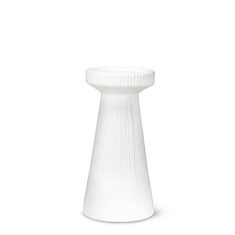 Small Ribbed Pillar Holder - Matte White - 8