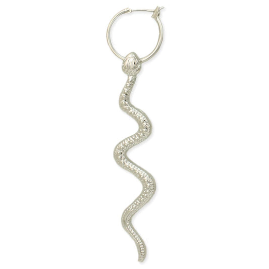 Snake Bite Silver Hoop Serpent Earrings - Spiral Circle