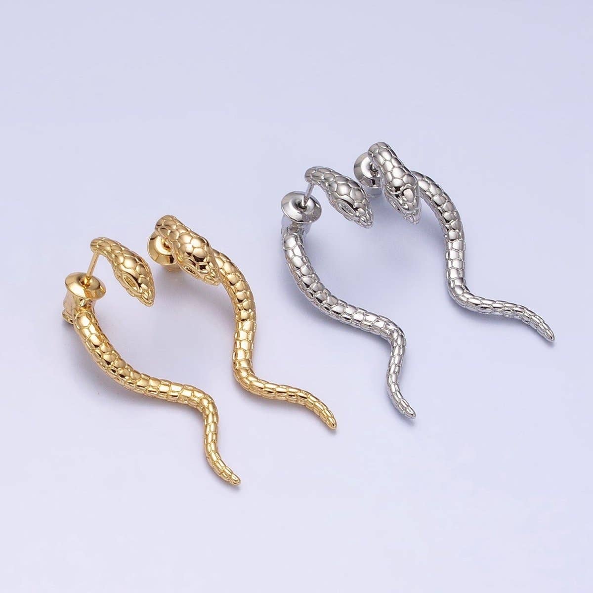Snake Drop Earrings - Spiral Circle