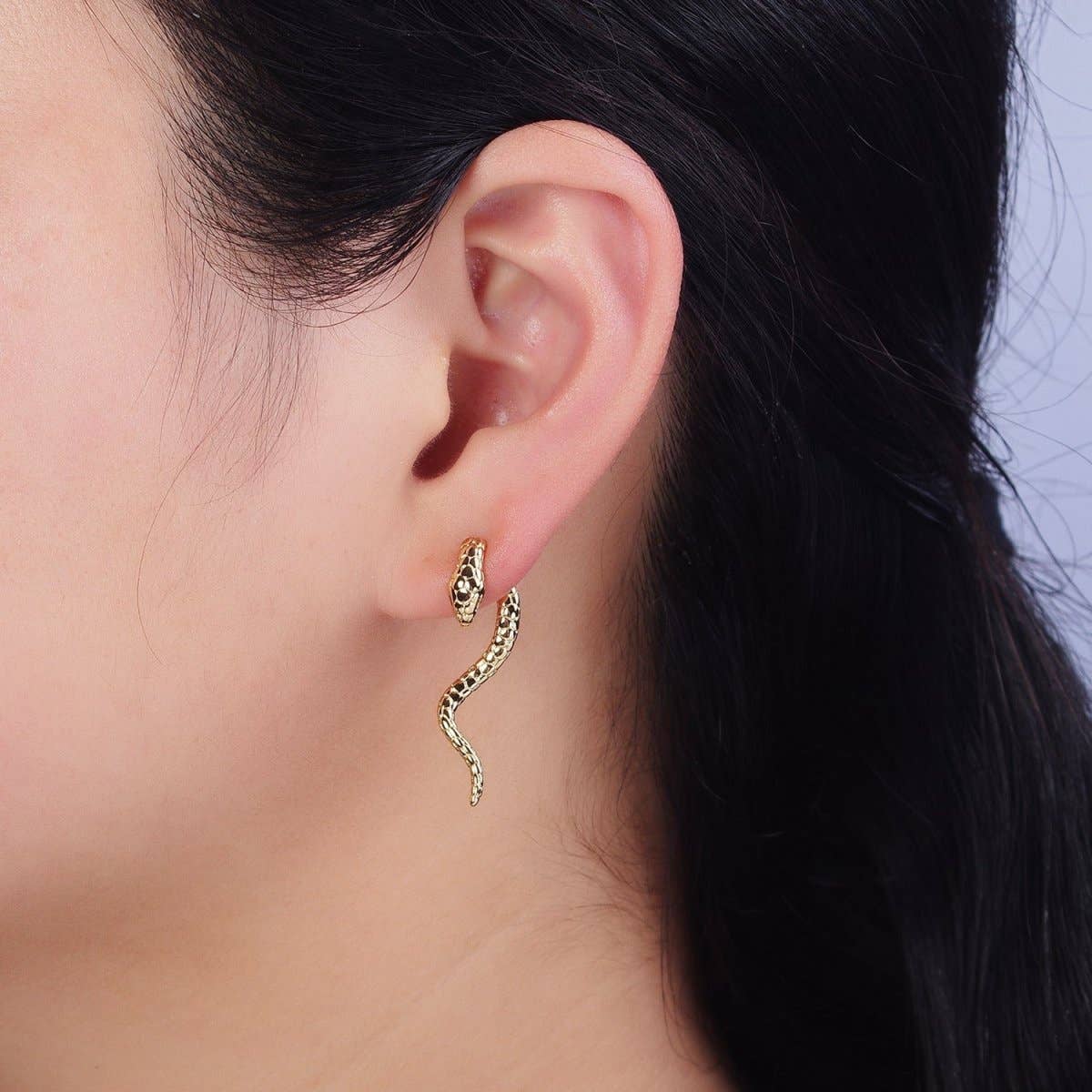 Snake Drop Earrings - Spiral Circle