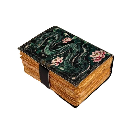Snake Print Leather Journal Spellbook Book of Shadows Diary - Spiral Circle