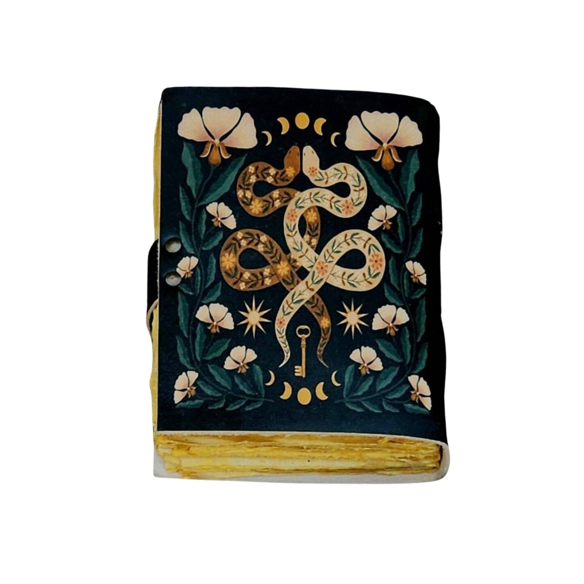 Snake Print Leather Journal Spellbook Book of Shadows Diary - Spiral Circle