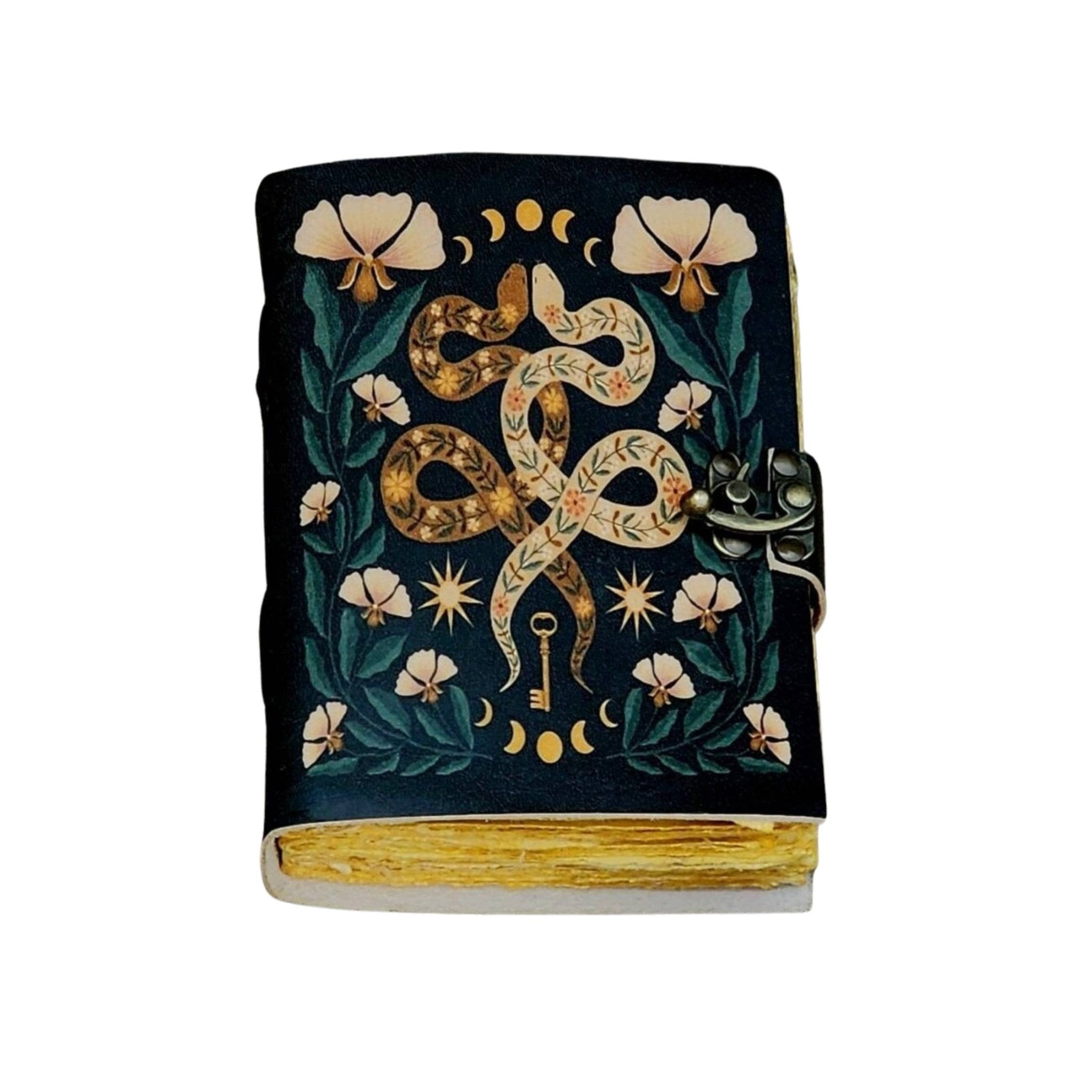 Snake Print Leather Journal Spellbook Book of Shadows Diary - Spiral Circle