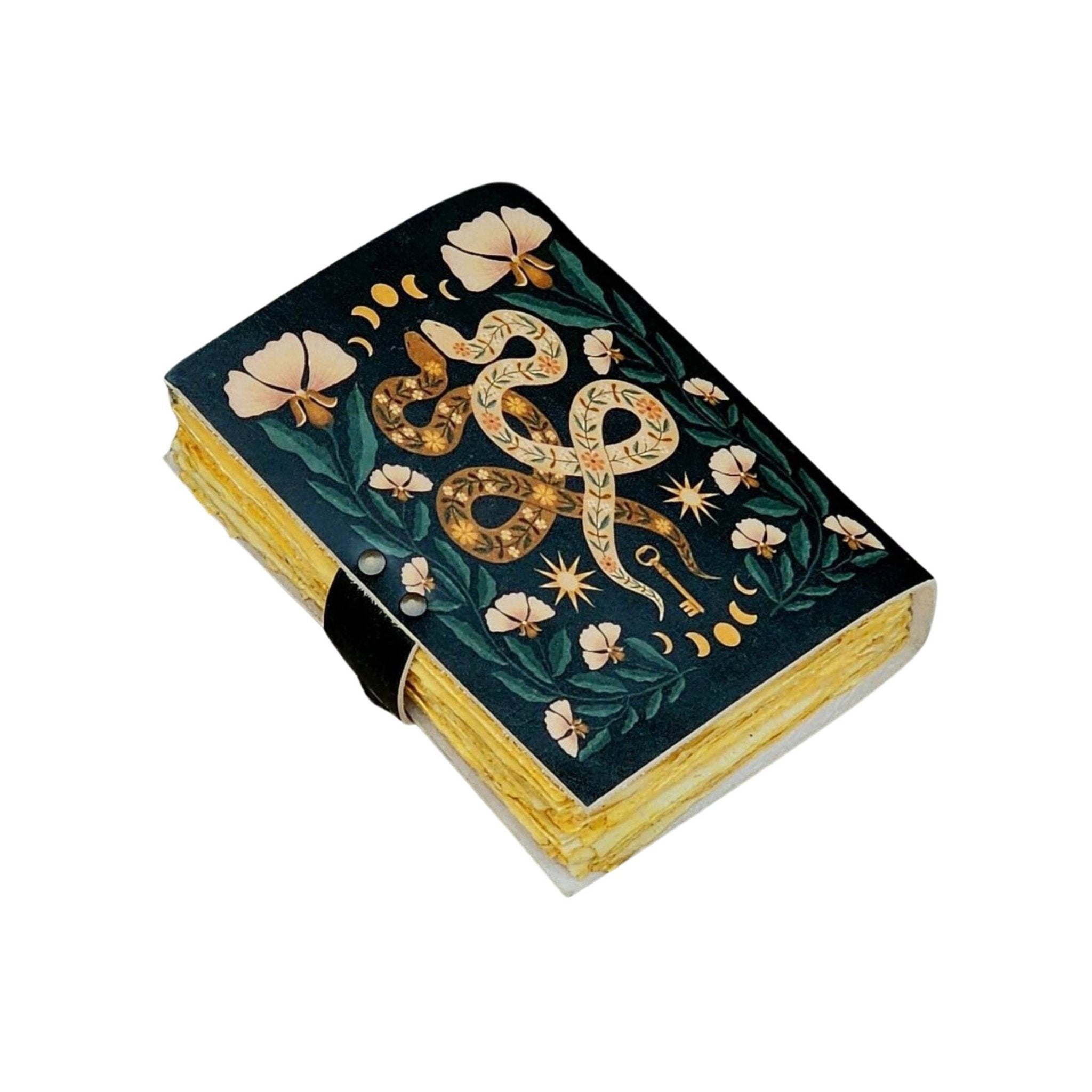 Snake Print Leather Journal Spellbook Book of Shadows Diary - Spiral Circle