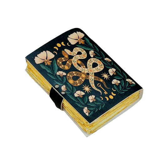 Snake Print Leather Journal Spellbook Book of Shadows Diary - Spiral Circle