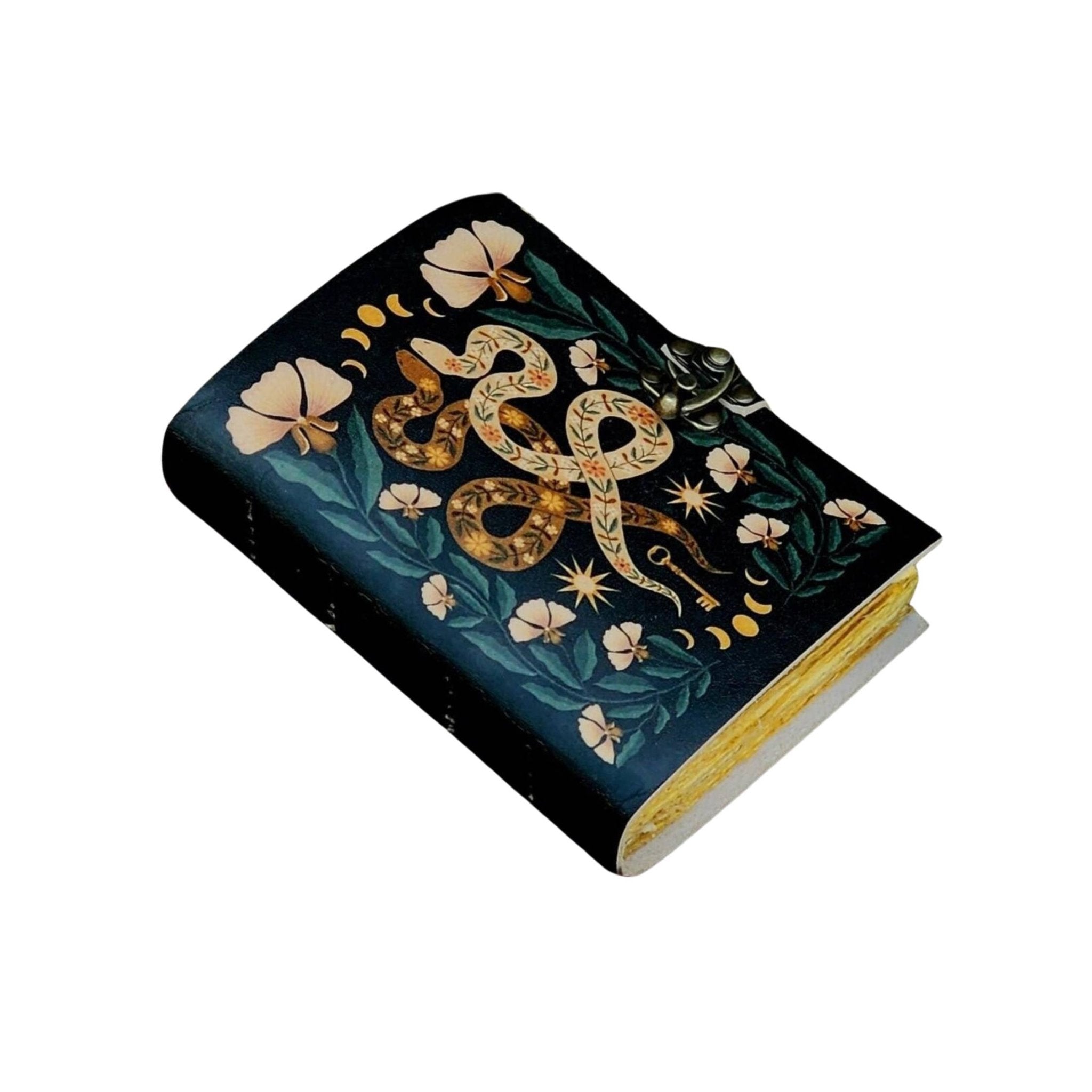 Snake Print Leather Journal Spellbook Book of Shadows Diary - Spiral Circle