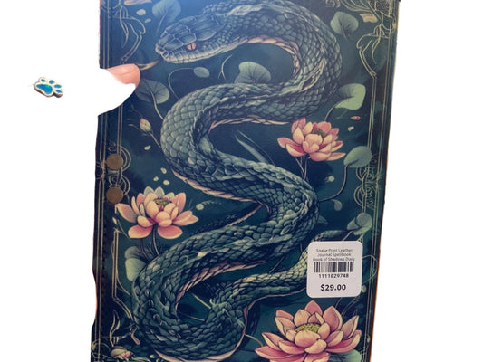 Snake Print Leather Journal Spellbook Book of Shadows Diary - Spiral Circle