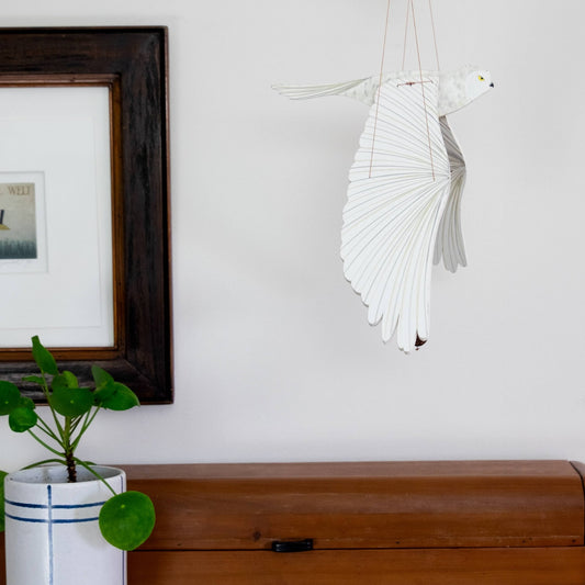 Snowy Owl BIrd Flying Mobile - Spiral Circle