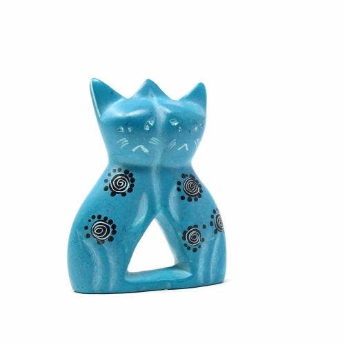 Soapstone Twin Cats - Spiral Circle