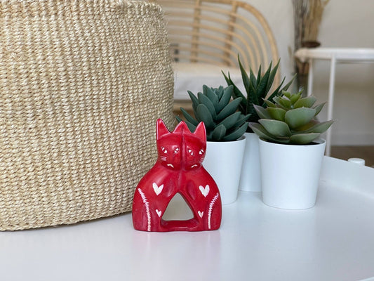 Soapstone Twin Cats - Spiral Circle