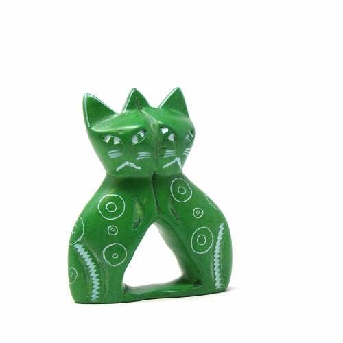 Soapstone Twin Cats - Spiral Circle