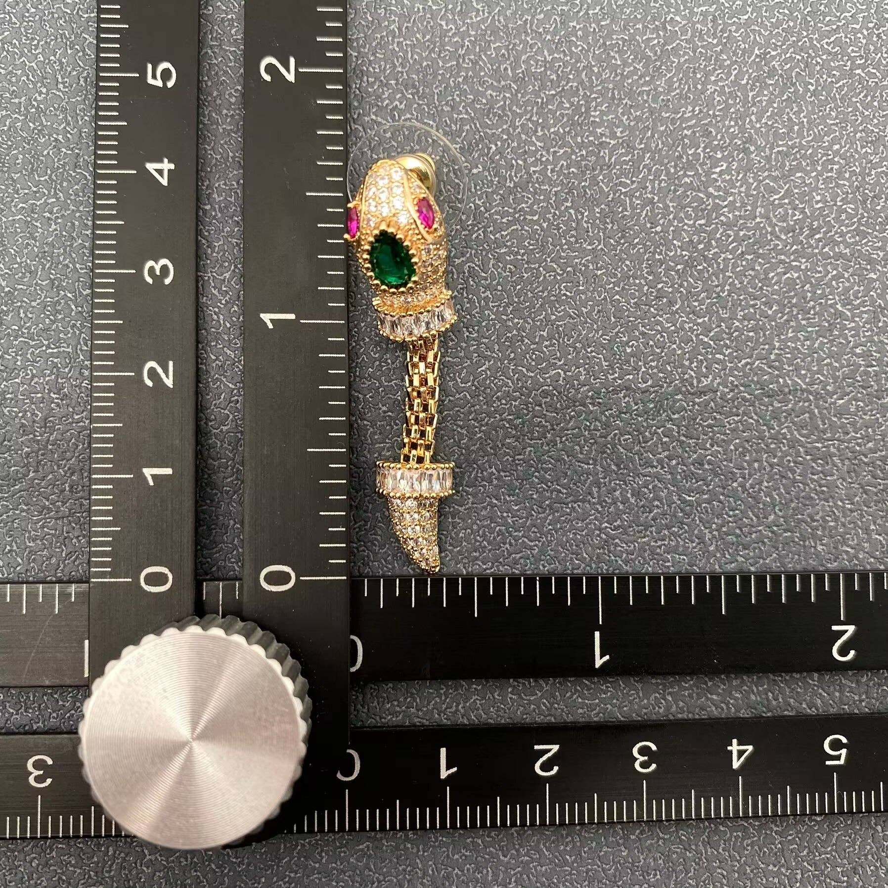 Sparkling Cubic Zirconia Snake Post Earrings - Spiral Circle