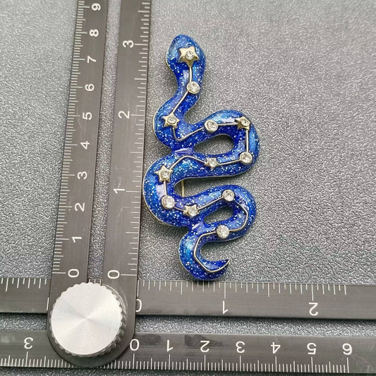 Sparkling Inlaid Rhinestone Snake Brooch - Spiral Circle