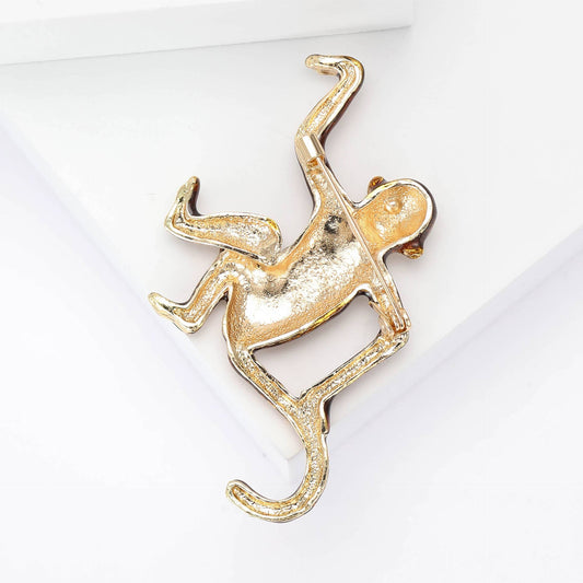 Sparkling Monkey Brooch - Spiral Circle
