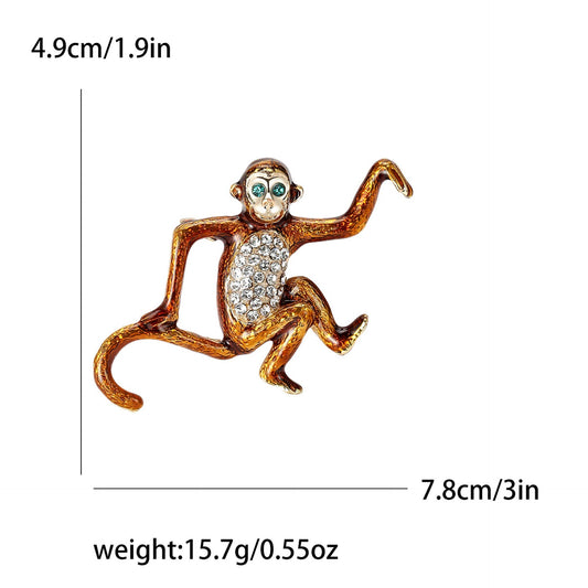 Sparkling Monkey Brooch - Spiral Circle
