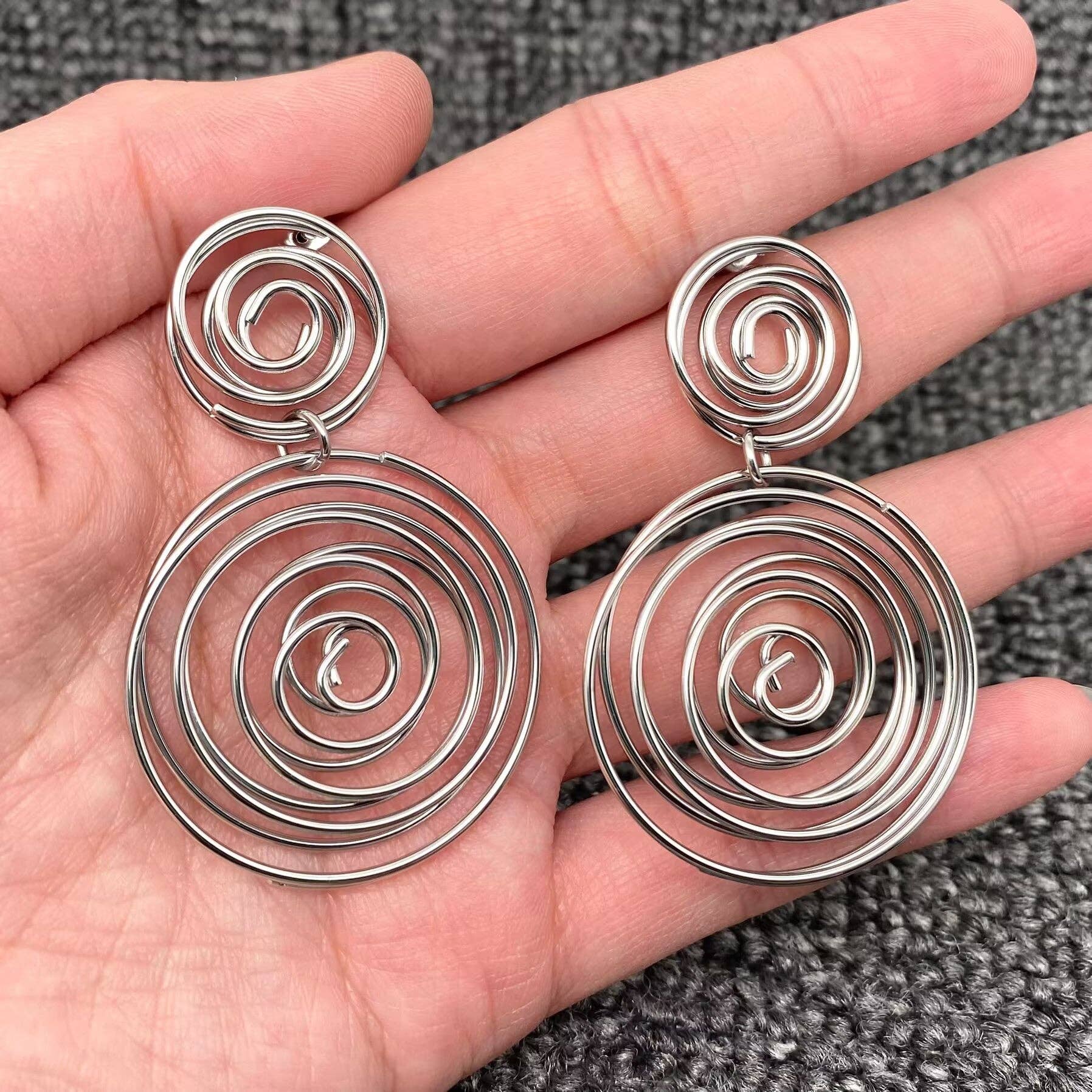Spiral Glorious Gold Plated Earrings - Spiral Circle