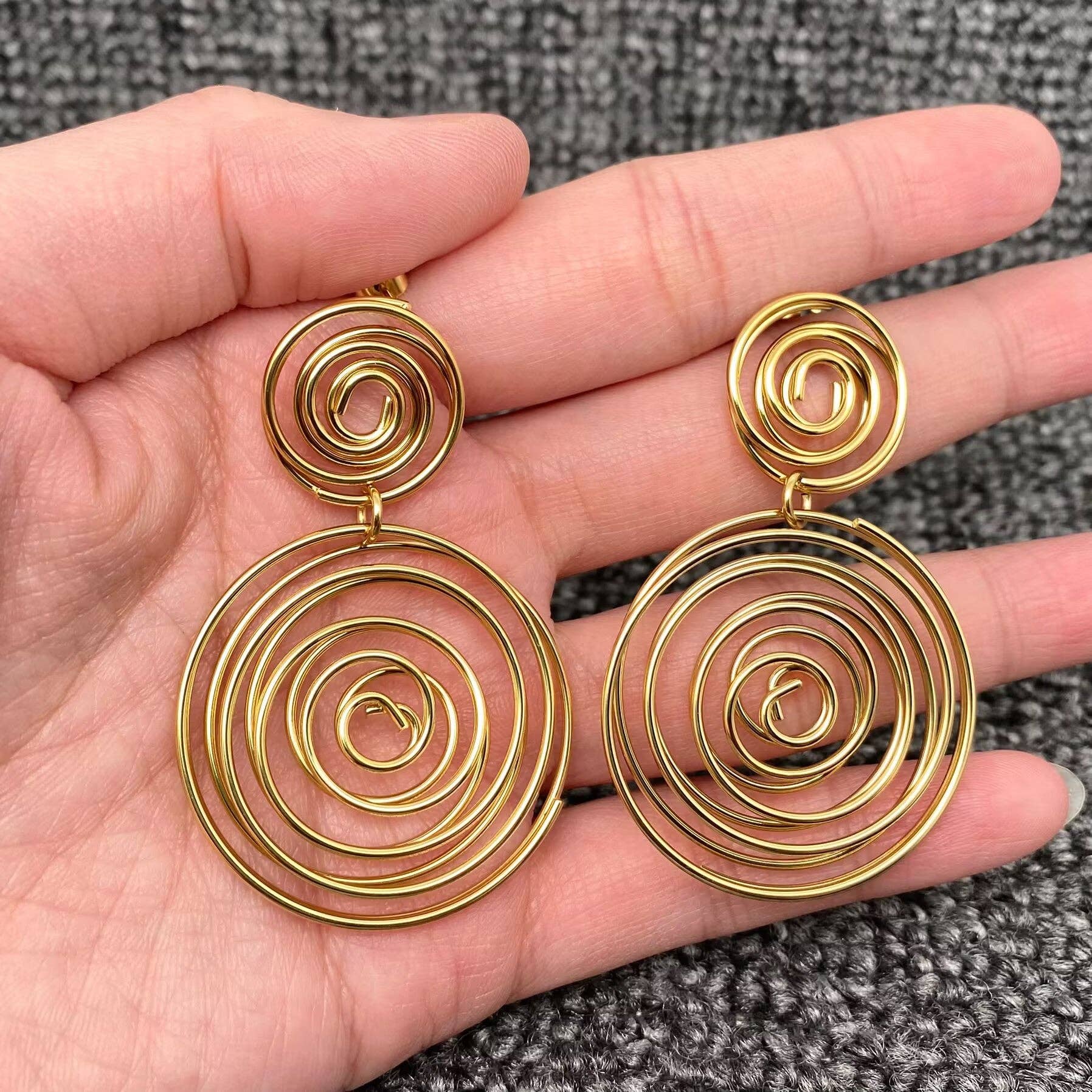 Spiral Glorious Gold Plated Earrings - Spiral Circle
