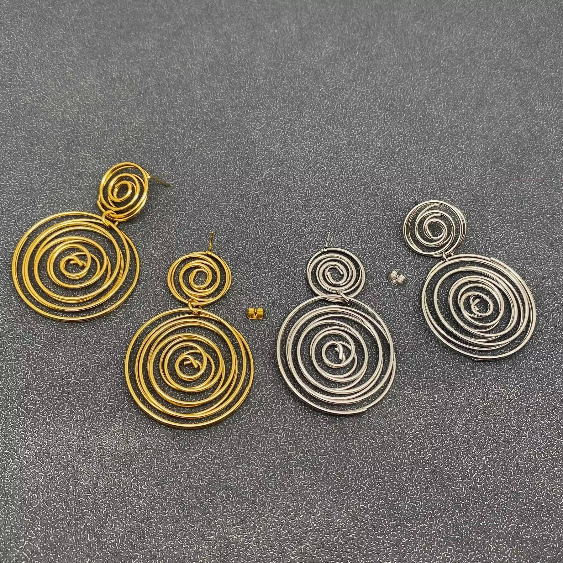 Spiral Glorious Gold Plated Earrings - Spiral Circle