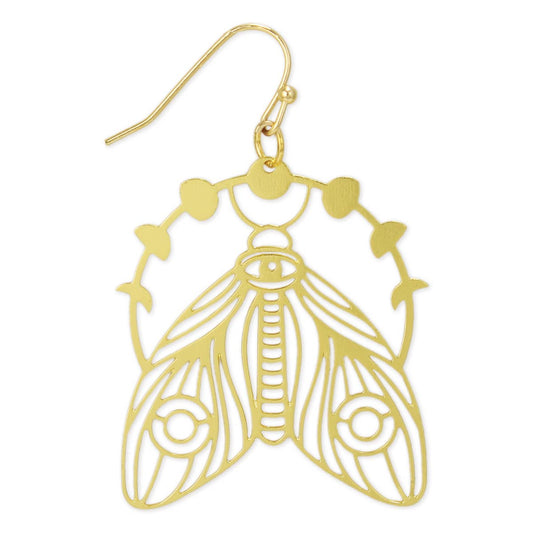 Spiritual Nights Moth Lunar Moth Earrings - Spiral Circle