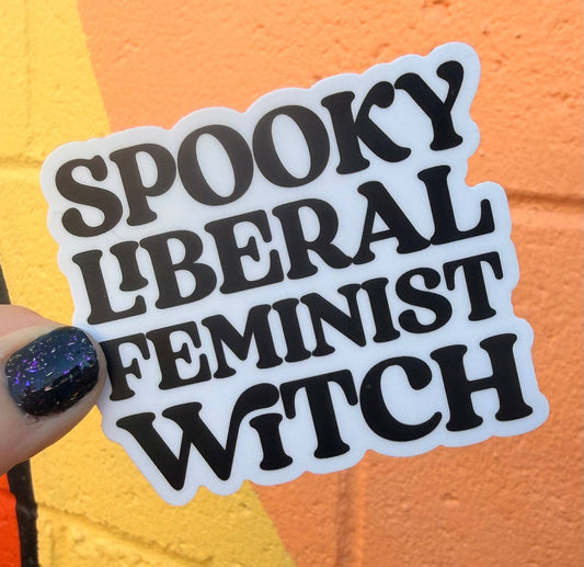 Spooky Liberal Feminist Witch Sticker - Spiral Circle